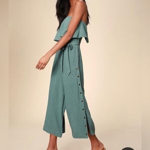 LuLu’s Sage Green Strapless Jumpsuit